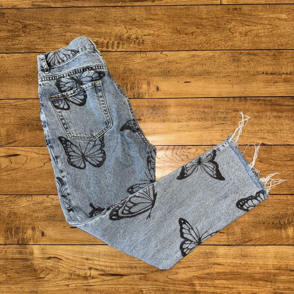 Pacsun Denim Jeans With Butterfly’s Blue High Rise Straight 24x28